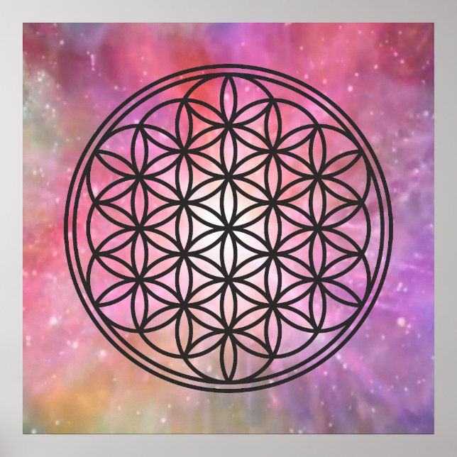 FLOWER OF LIFE - Sacred Geometry Symbol outline 1 Poster (Front)