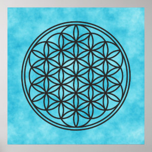 FLOWER OF LIFE - Sacred Geometry Symbol outline 1 Poster