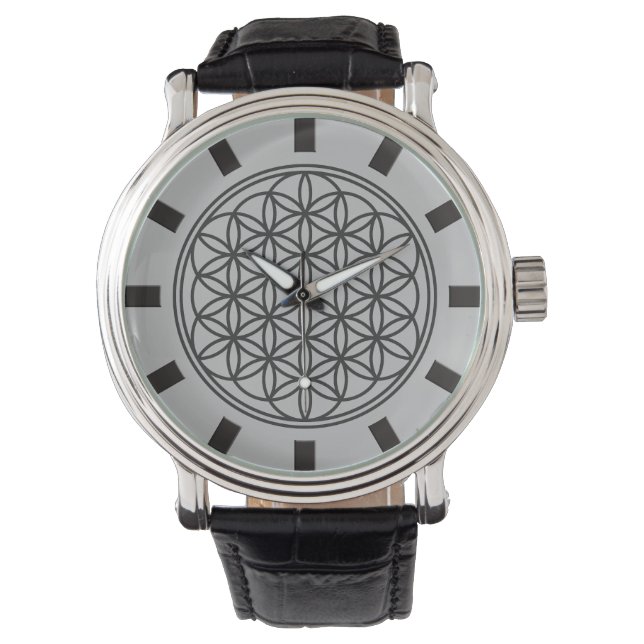 FLOWER OF LIFE - Sacred Geometry Symbol outline 1 Watch (Front)