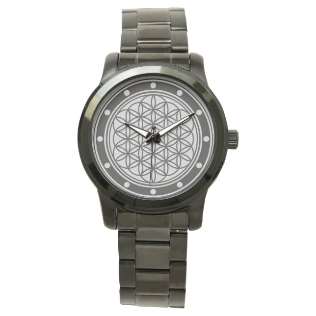 FLOWER OF LIFE - Sacred Geometry Symbol outline 1 Watch (Front)