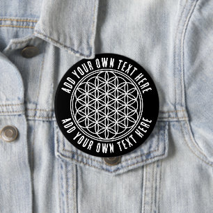 FLOWER OF LIFE - Sacred Geometry Symbol outline 2 10 Cm Round Badge