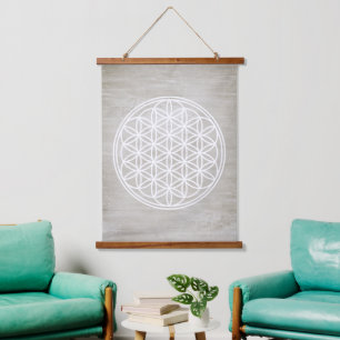 FLOWER OF LIFE - Sacred Geometry Symbol outline 2 Hanging Tapestry