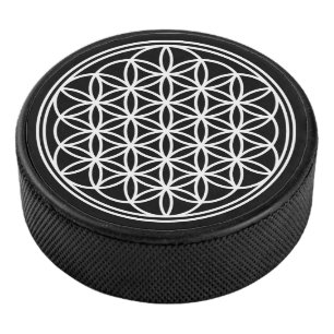 FLOWER OF LIFE - Sacred Geometry Symbol outline 2 Hockey Puck