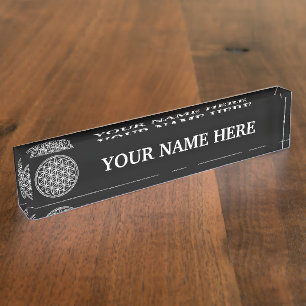 FLOWER OF LIFE - Sacred Geometry Symbol outline 2 Nameplate