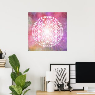 FLOWER OF LIFE - Sacred Geometry Symbol outline 2 Poster