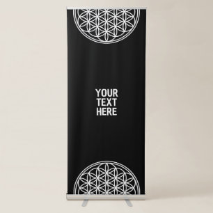 FLOWER OF LIFE - Sacred Geometry Symbol outline 2 Retractable Banner