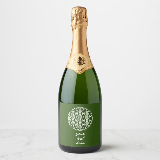 FLOWER OF LIFE - Sacred Geometry Symbol outline 2 Sparkling Wine Label (Front)