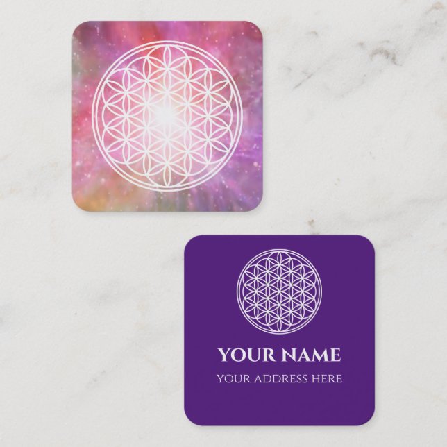 FLOWER OF LIFE - Sacred Geometry Symbol outline 2 Square Business Card (Front/Back)