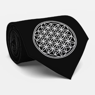 FLOWER OF LIFE - Sacred Geometry Symbol outline 2 Tie