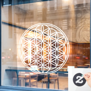 FLOWER OF LIFE - Sacred Geometry Symbol outline 2 Window Cling