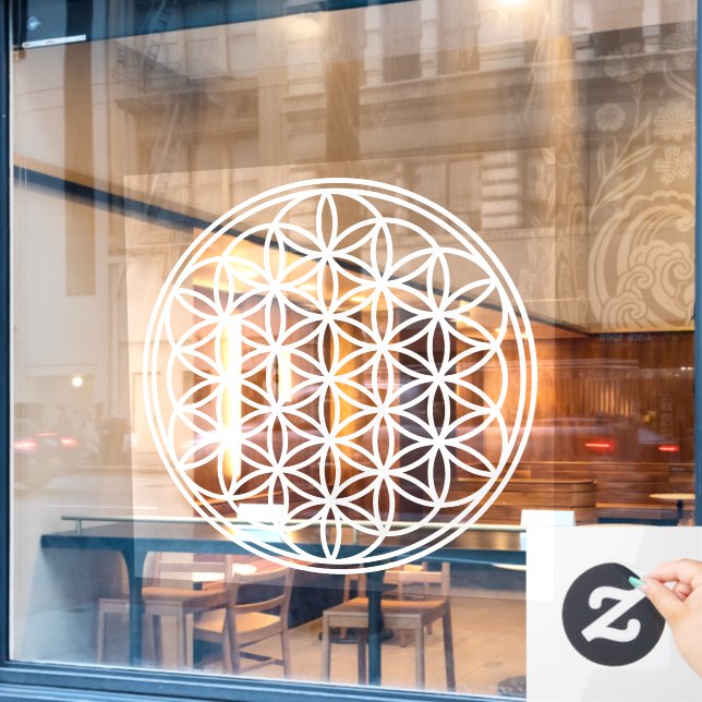 FLOWER OF LIFE - Sacred Geometry Symbol outline 2 Window Cling (Cafe Window)