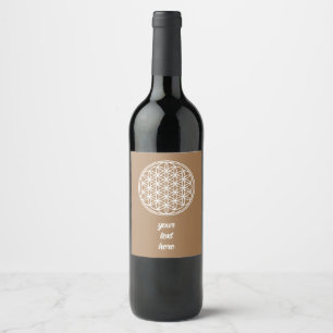 FLOWER OF LIFE - Sacred Geometry Symbol outline 2 Wine Label