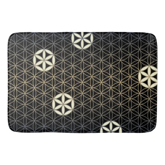 Flower Of Life - seamless pattern - blue beige Bath Mat (Front)