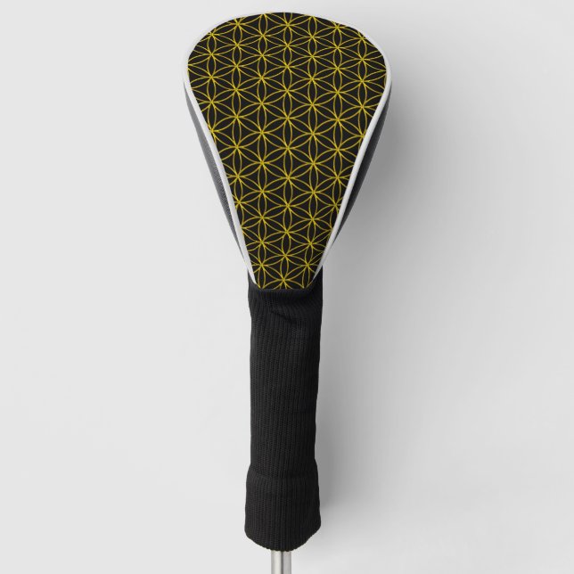 Flower of Life - seamless pattern - gold Golf Head Cover (Front)