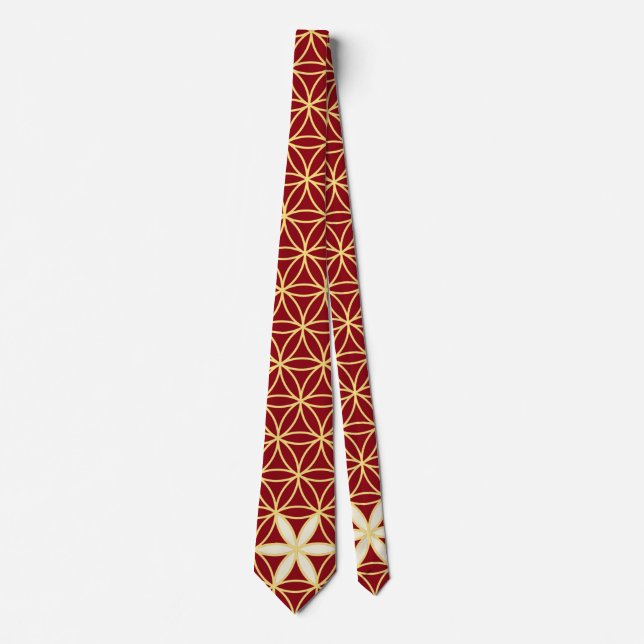 Flower Of Life - seamless pattern - gold Tie (Front)