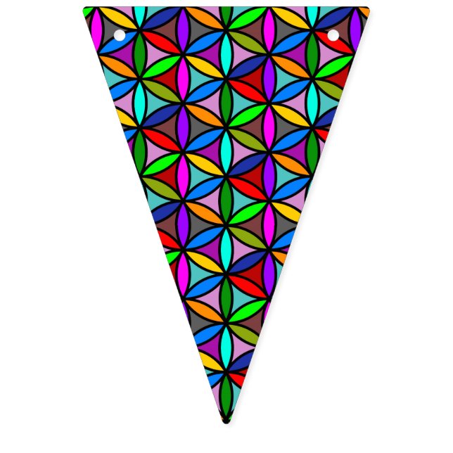 Flower of Life - seamless pattern - multi coloured Bunting (First Flag)