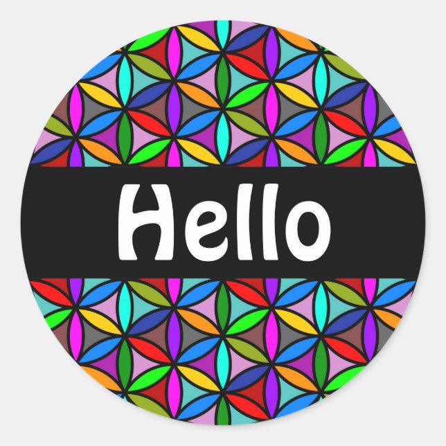 Flower of Life - seamless pattern - multi coloured Classic Round Sticker (Front)