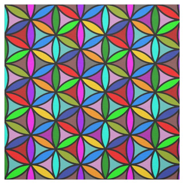 Flower of Life - seamless pattern - multi coloured Fabric (Swatch)