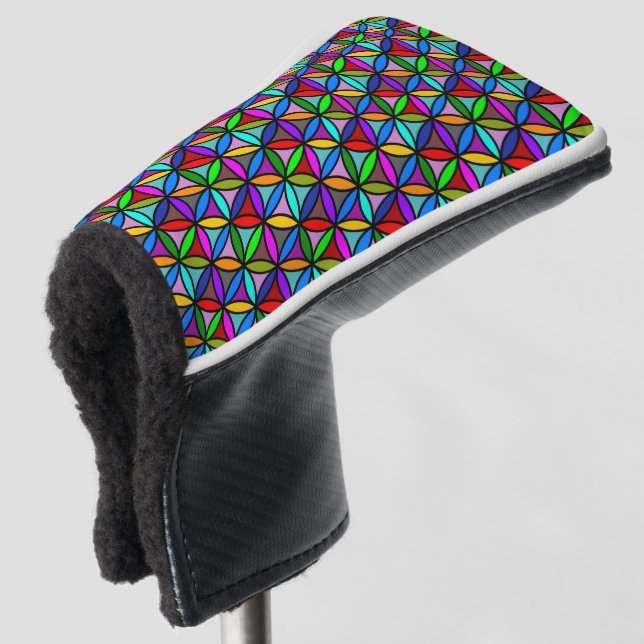 Flower of Life - seamless pattern - multi coloured Golf Head Cover (3/4 Front)