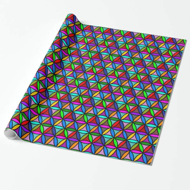 Flower of Life - seamless pattern - multi coloured Wrapping Paper (Unrolled)