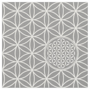 Flower of Life - seamless plain white + your backg Fabric