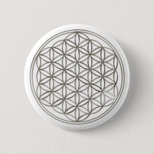 FLOWER OF LIFE - silver 6 Cm Round Badge (Front)