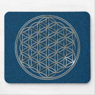 Flower of Life   silver blue Mouse Mat