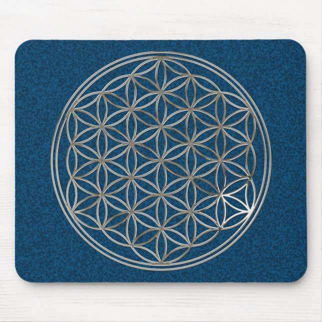 Flower of Life | silver blue Mouse Mat (Front)