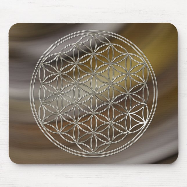 Flower of Life | silver brown Mouse Mat (Front)