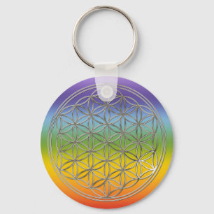 Flower of Life   silver chakren Key Ring