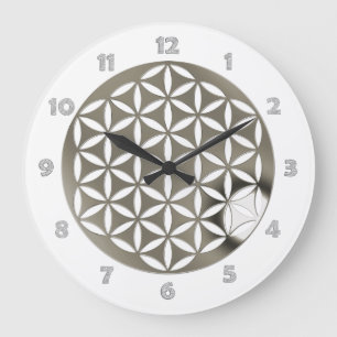 FLOWER OF LIFE - silver + clock face numbers