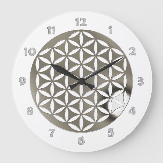 FLOWER OF LIFE - silver + clock face numbers (Front)