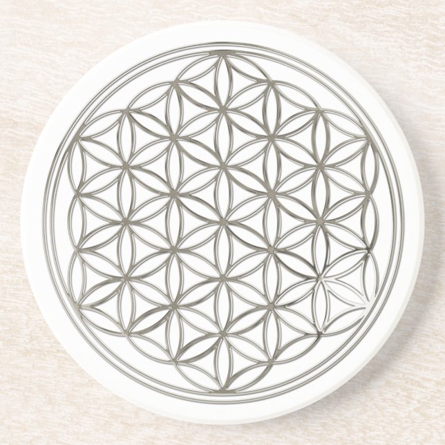 FLOWER OF LIFE - silver Coaster (Front)