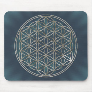Flower of Life   silver radial Mouse Mat