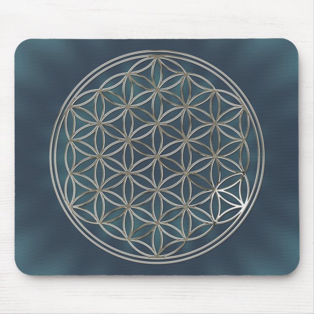 Flower of Life | silver radial Mouse Mat (Front)