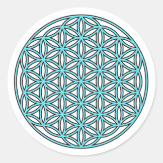 Flower of Life Single Turquoise Classic Round Sticker