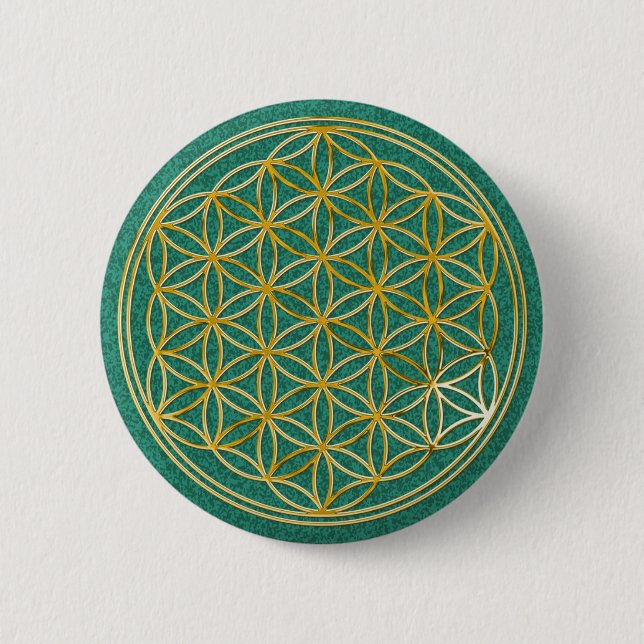 Flower of life | small green splatter BG 6 Cm Round Badge (Front)