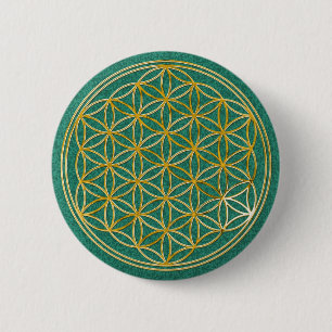 Flower of life   small green splatter BG 6 Cm Round Badge