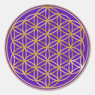 Flower of life   small / purple BG Classic Round Sticker