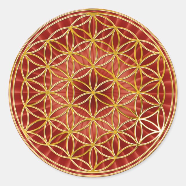 Flower of life | small red radial BG Classic Round Sticker (Front)