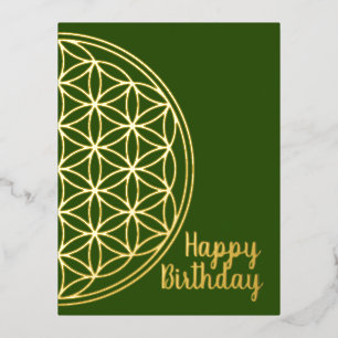 Flower Of Life - Solid Original Shape Foil Holiday Postcard