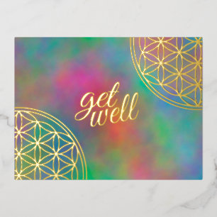 Flower Of Life - Solid Original Shape Foil Holiday Postcard