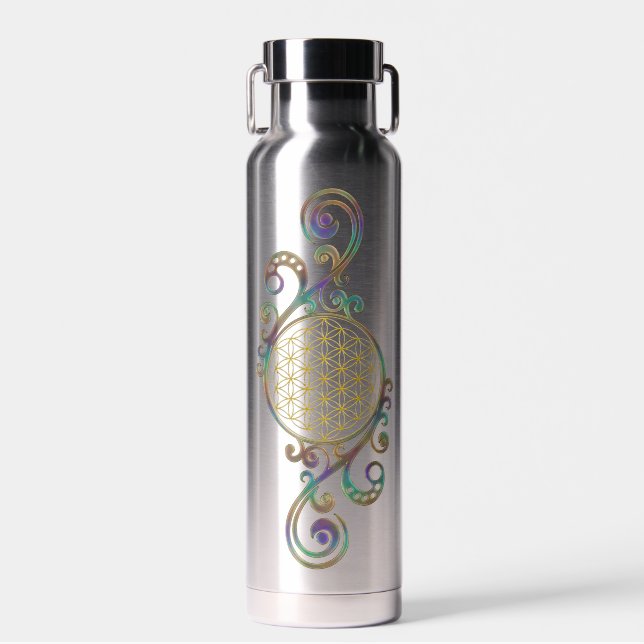 Flower Of Life - Spirals Ornaments 1 Water Bottle (Front)