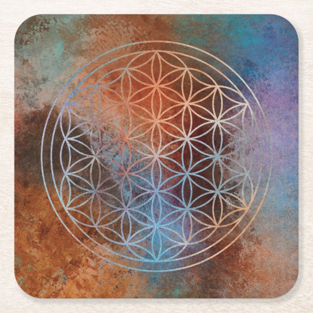 flower of life square paper coaster (Front)