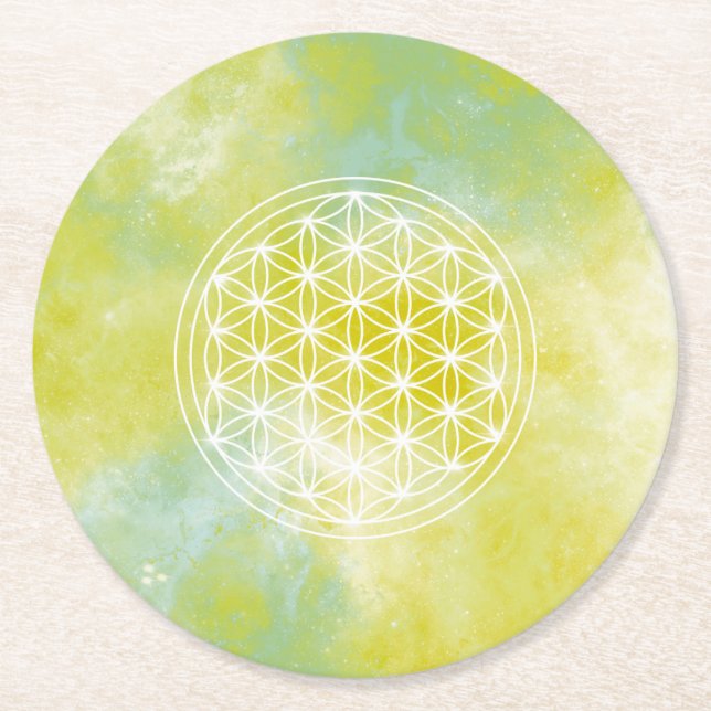 flower of life square paper coaster (Front)