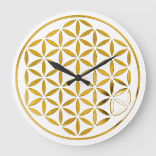 FLOWER OF LIFE - stamp - gold / Blume des Lebens Large Clock