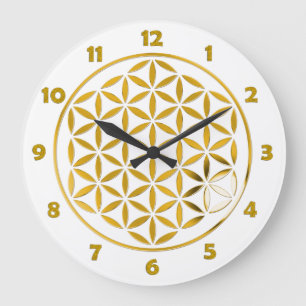 FLOWER OF LIFE - stamp - gold + clock face numbers