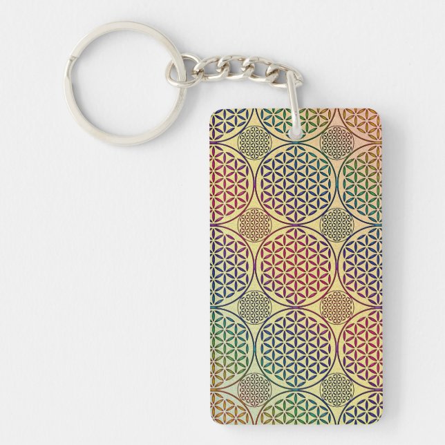 Flower of Life - stamp grunge pattern 1 Key Ring (Front)