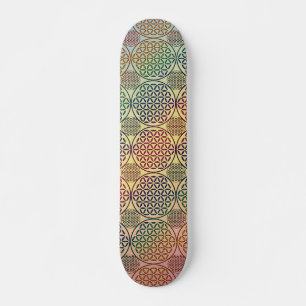 Flower of Life - stamp grunge pattern 1 Skateboard