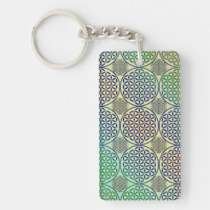 Flower of Life - stamp grunge pattern 2 Key Ring